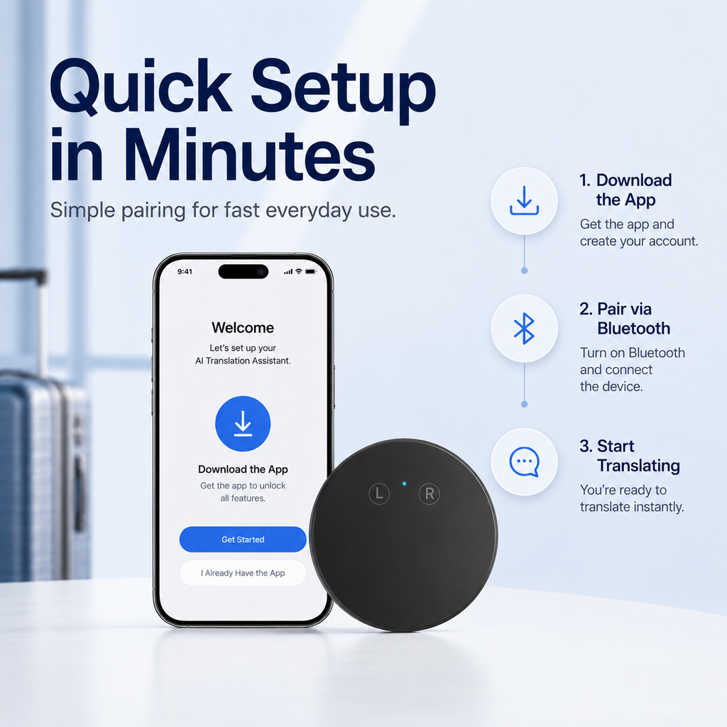 AI Language Translator Device – Real-Time Two-Way Voice Translator with Multi-Language Support