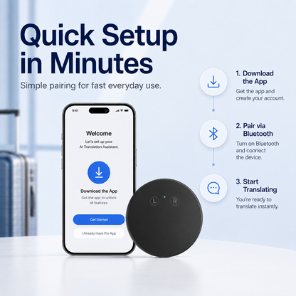 Wearable 165-Language Two-Way Voice Translator with AI Language Tutor