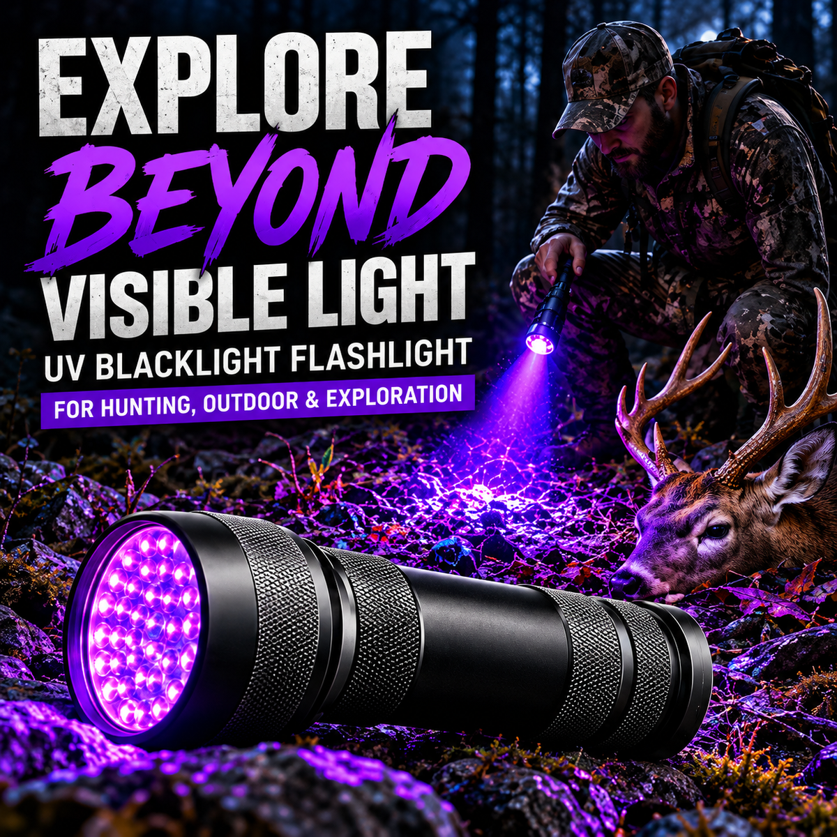 🔦51-LED UV Flashlight — Track Your Prey with Precision🦌