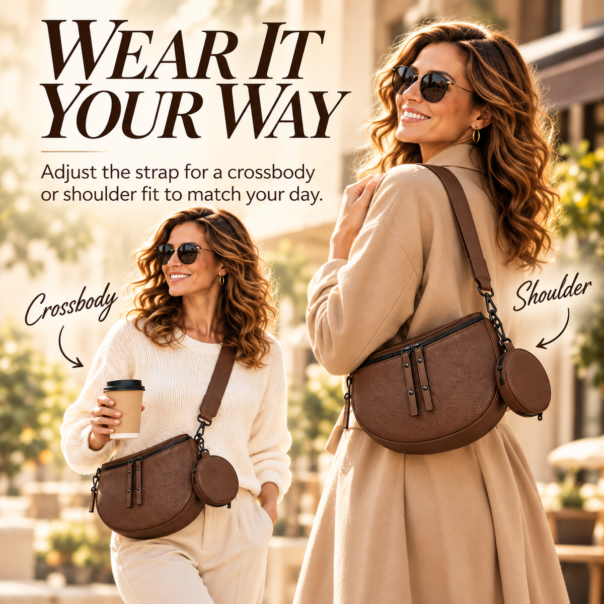 👜Women's Crossbody & Shoulder Bag - Waterproof Leather Pouch with Adjustable Strap👜