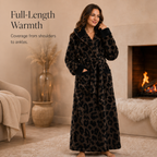 Treavhds™ Hooded Long Leopard Print Bathrobe - Thickened Flannel Fabric