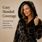 Treavhds™ Hooded Long Leopard Print Bathrobe - Thickened Flannel Fabric