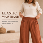 Loose Elastic Waisted Palazzo Harem Pants with Pockets
