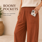 Loose Elastic Waisted Palazzo Harem Pants with Pockets