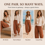 Loose Elastic Waisted Palazzo Harem Pants with Pockets