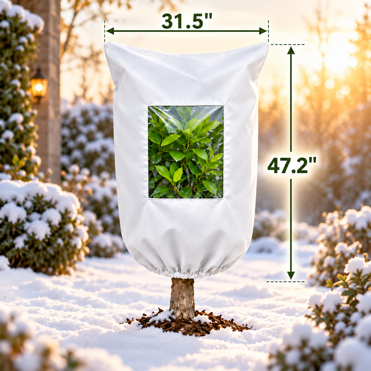 Plant Frost Protector - with Zippered Drawstring and Transparent Panel