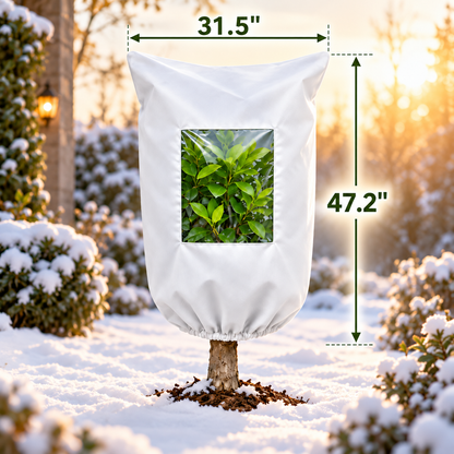 Plant Frost Protector - with Zippered Drawstring and Transparent Panel