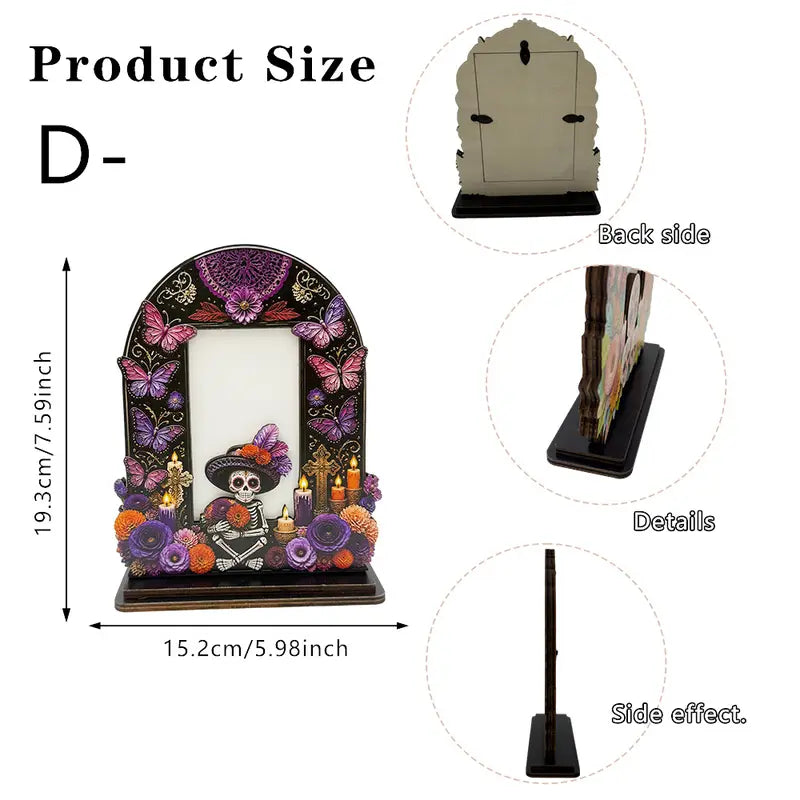 Wooden Day of the Dead Memorial Picture Frame