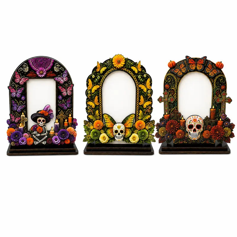 Wooden Day of the Dead Memorial Picture Frame