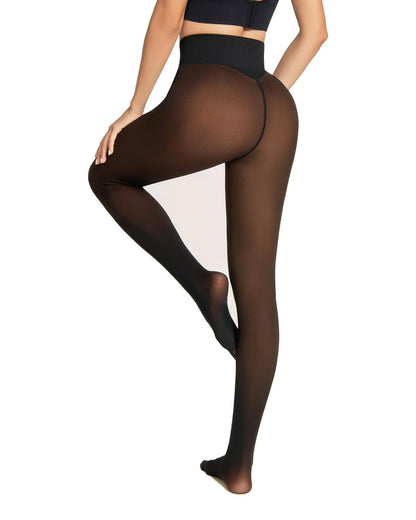 Women’s Fleece-Lined Sheer-Look Tights | High-Waisted & Cozy 🖤
