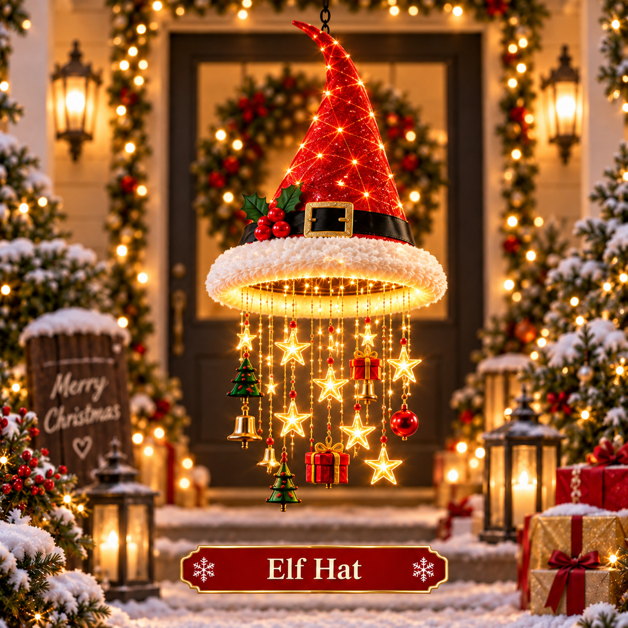 🎄 Premium Lighted Christmas Chandelier ✨ Festive Hanging Holiday Decor with Warm Glowing Lights
