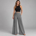 Women's High-Waist Asymmetric Lace-Up Wide-Leg Pants – Flattering Sculpted Fit