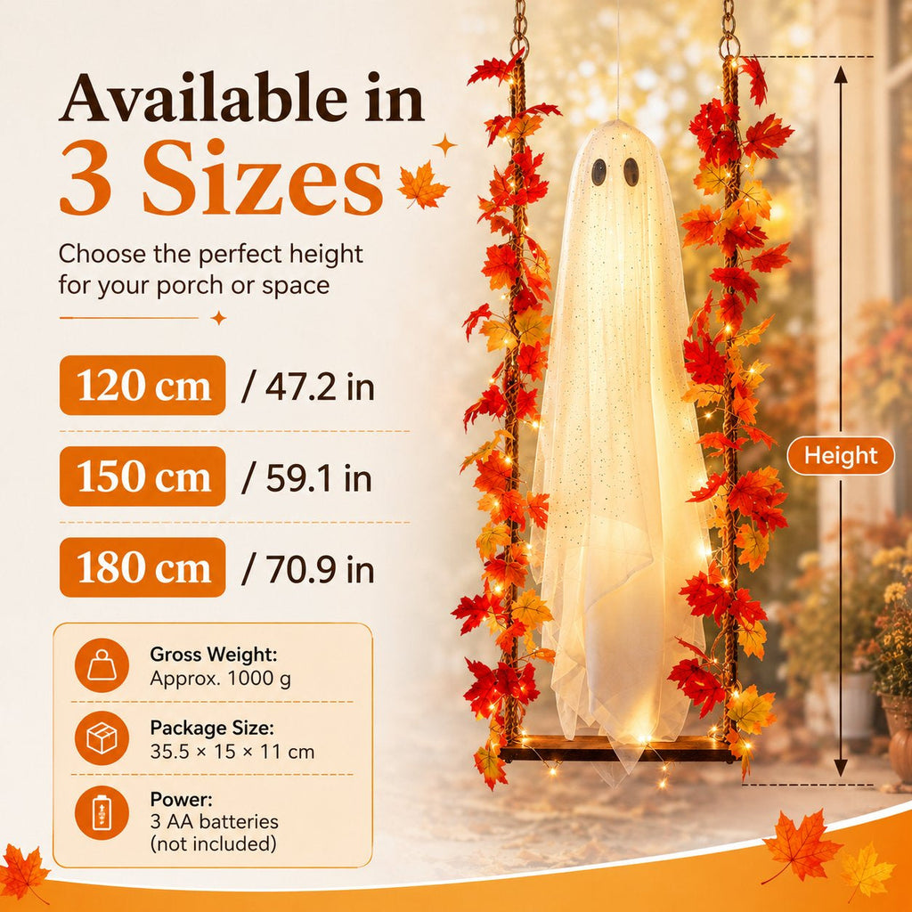 👻Light-Up Maple Ghost Swing Halloween Decoration🍁
