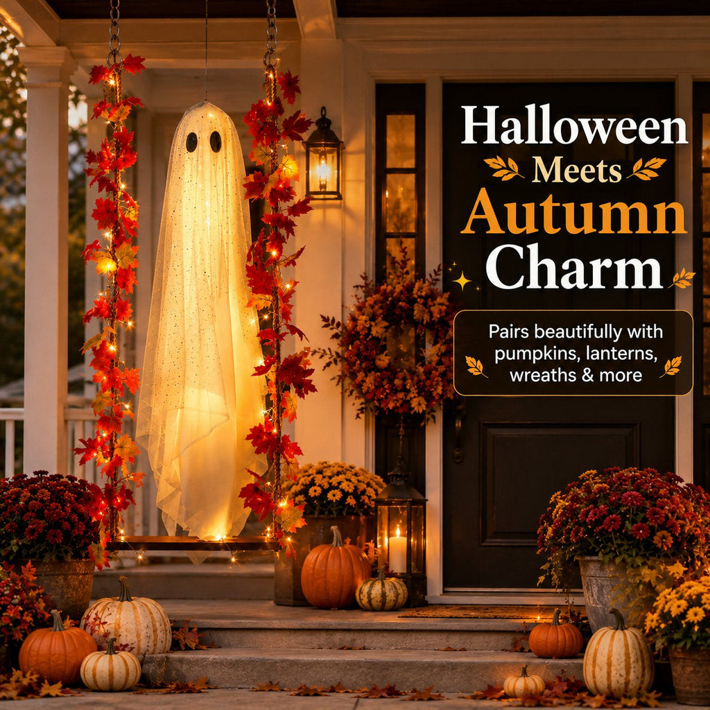👻Light-Up Maple Ghost Swing Halloween Decoration🍁