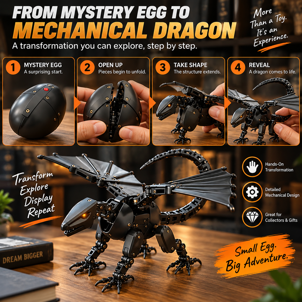 🐉2-in-1 Transforming Dragon Egg – Mechanical Dragon Toy & Collectible