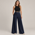 Women's High-Waist Asymmetric Lace-Up Wide-Leg Pants – Flattering Sculpted Fit