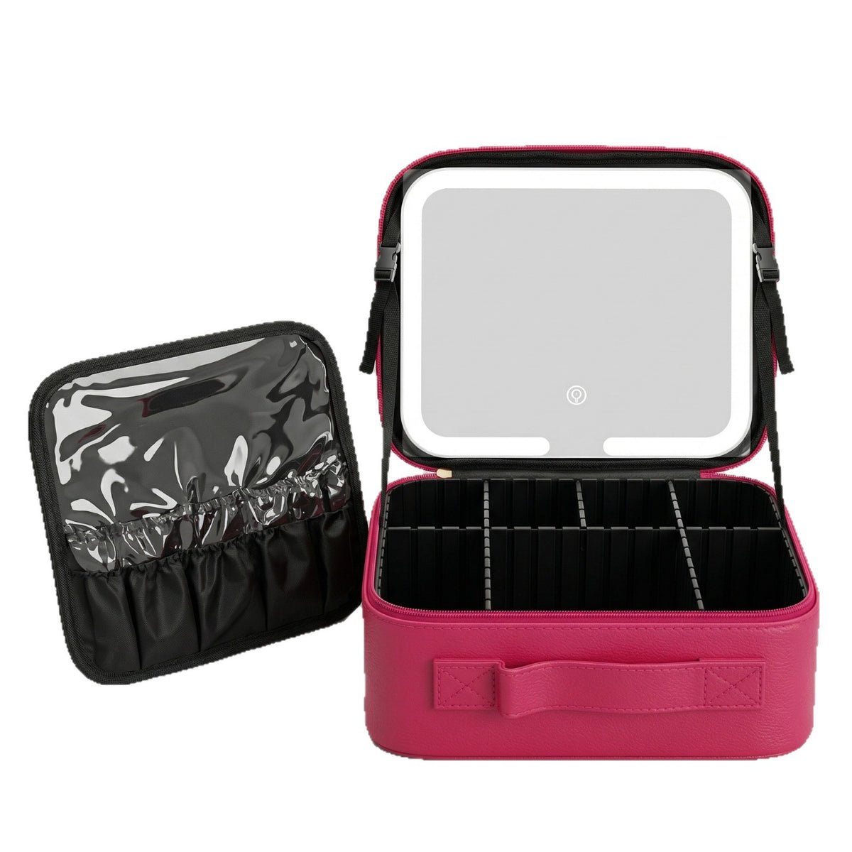 Portable Makeup Train Case with LED Lighted Mirror, 3 Lighting Modes & Adjustable Dividers