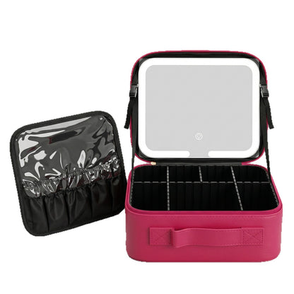 Portable Makeup Train Case with LED Lighted Mirror, 3 Lighting Modes & Adjustable Dividers