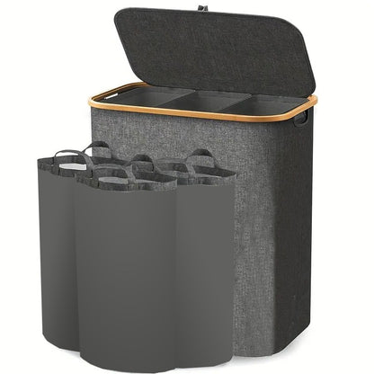Large 3-Compartment Laundry Sorter with Lid
