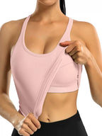 Ribbed Workout Tank Tops for Women with Built in Bra Tight Racerback Scoop Neck Athletic Top