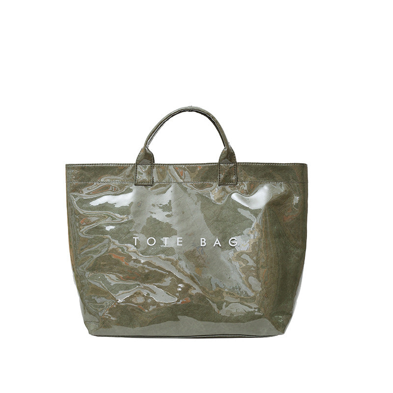 Women's Large Capacity Glossy Tote Bag – Stylish Everyday Carryall for Shopping, Work & Travel