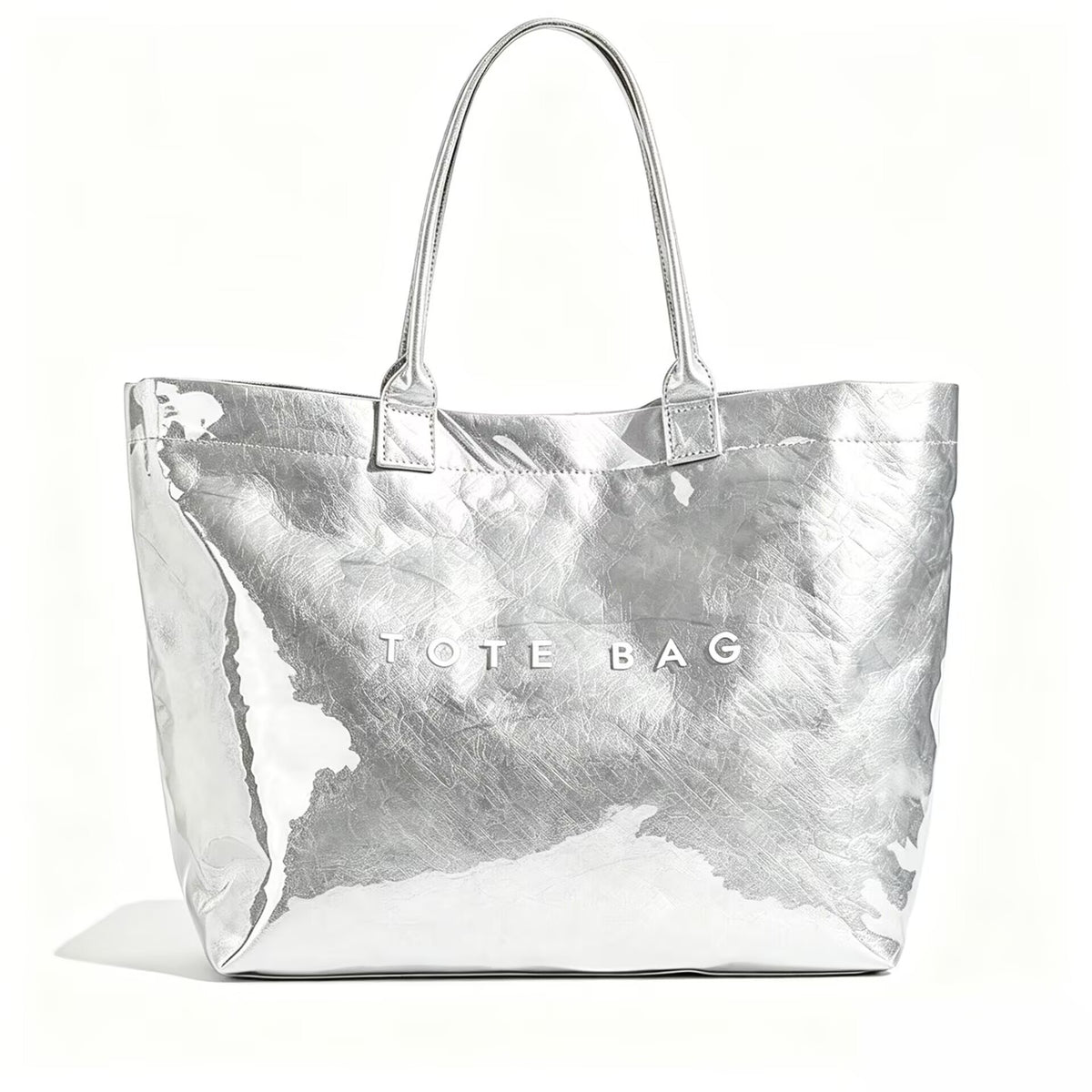 Women's Large Capacity Glossy Tote Bag – Stylish Everyday Carryall for Shopping, Work & Travel