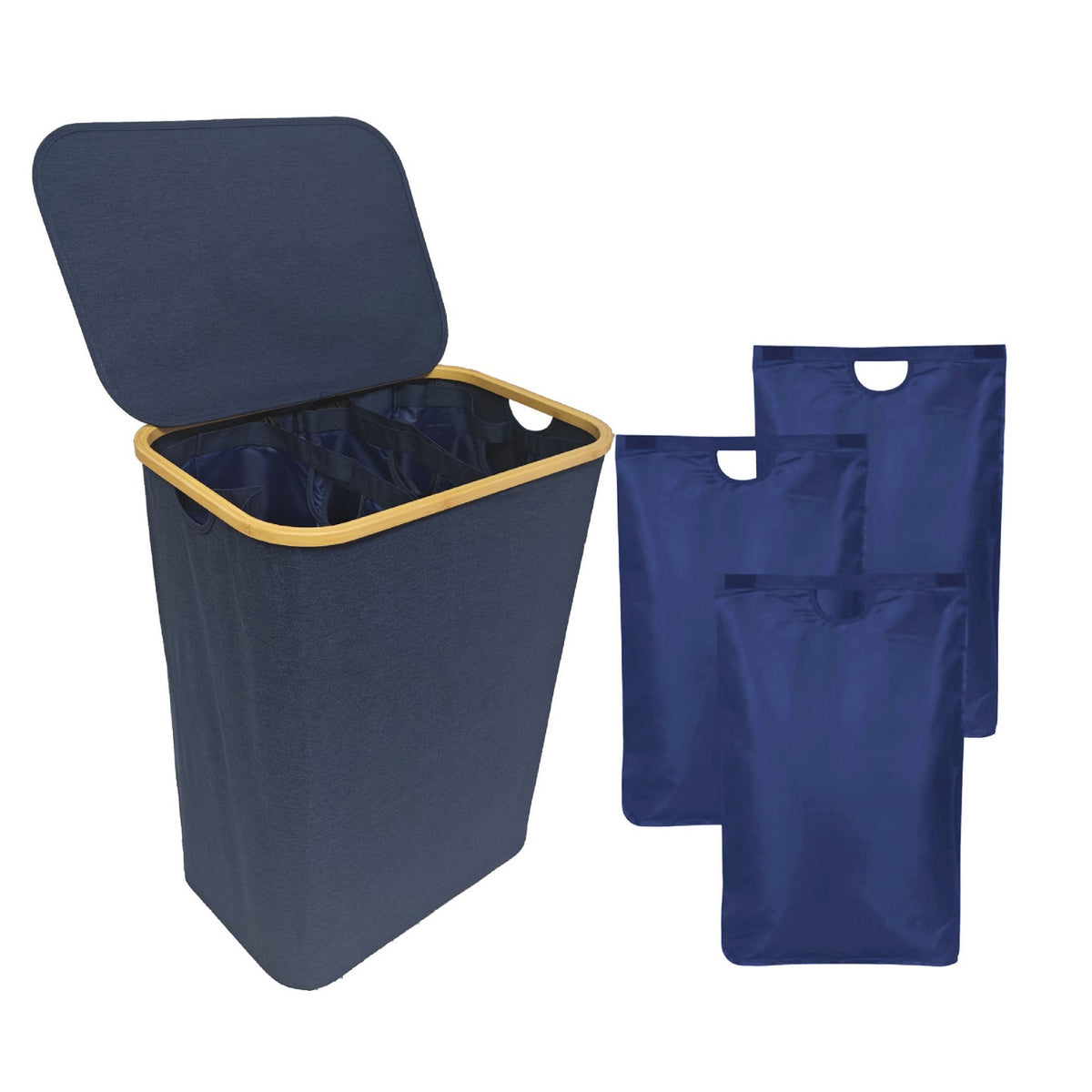Large 3-Compartment Laundry Sorter with Lid