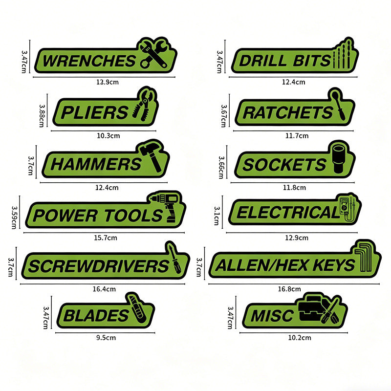 12-Piece Magnetic Toolbox Organizer Labels – Find Your Tools Faster & Keep Drawers Organized