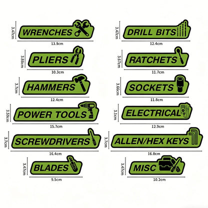 12-Piece Magnetic Toolbox Organizer Labels – Find Your Tools Faster & Keep Drawers Organized