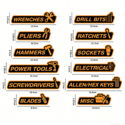 12-Piece Magnetic Toolbox Organizer Labels – Find Your Tools Faster & Keep Drawers Organized