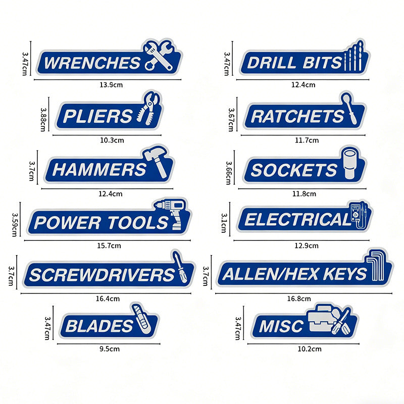 12-Piece Magnetic Toolbox Organizer Labels – Find Your Tools Faster & Keep Drawers Organized