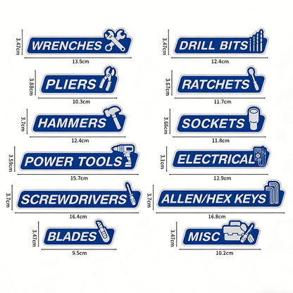 12-Piece Magnetic Toolbox Organizer Labels – Find Your Tools Faster & Keep Drawers Organized