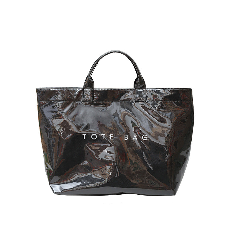 Women's Large Capacity Glossy Tote Bag – Stylish Everyday Carryall for Shopping, Work & Travel