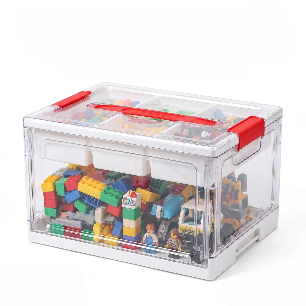 24QT Clear Storage Organizer with Removable Tray & Adjustable Dividers