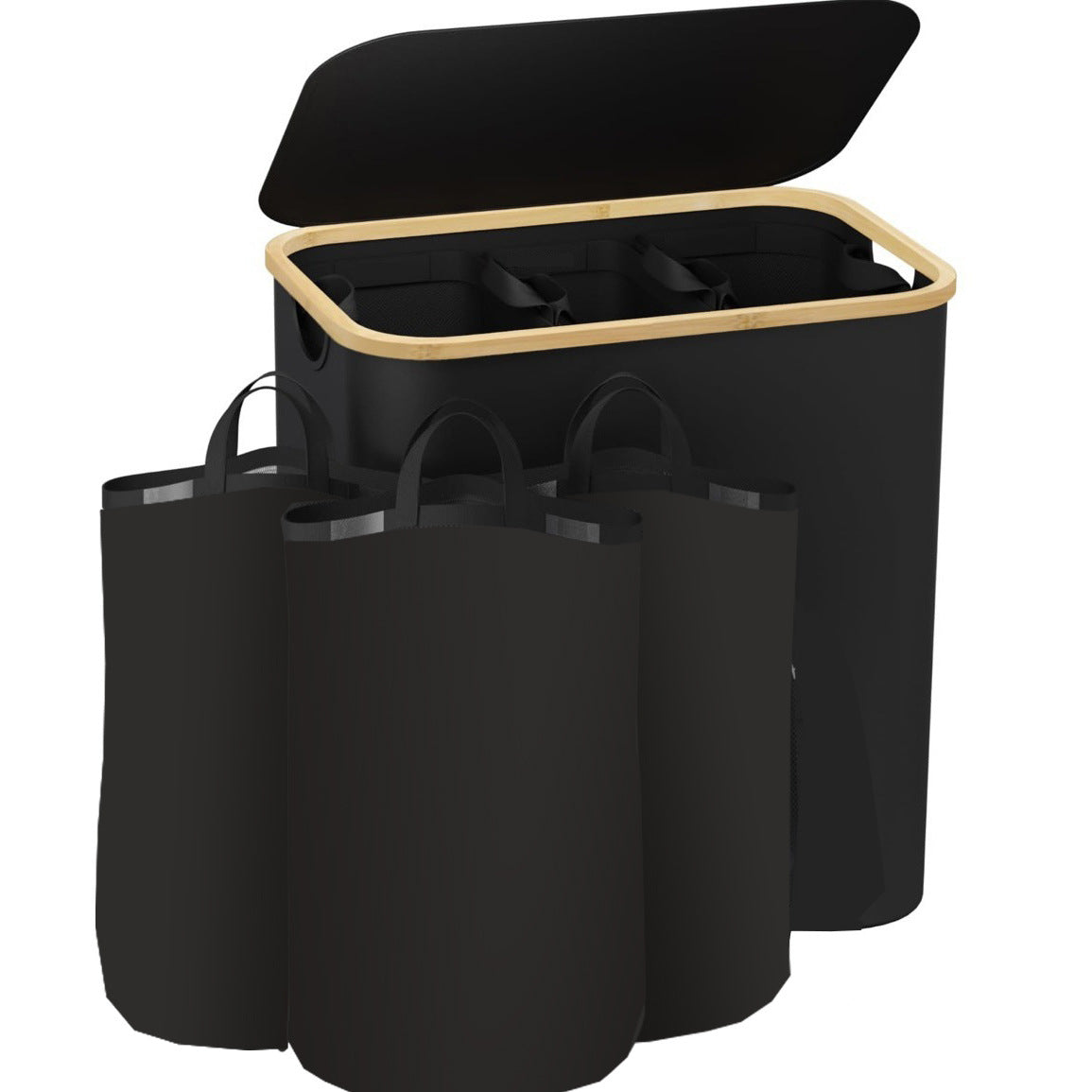 Large 3-Compartment Laundry Sorter with Lid