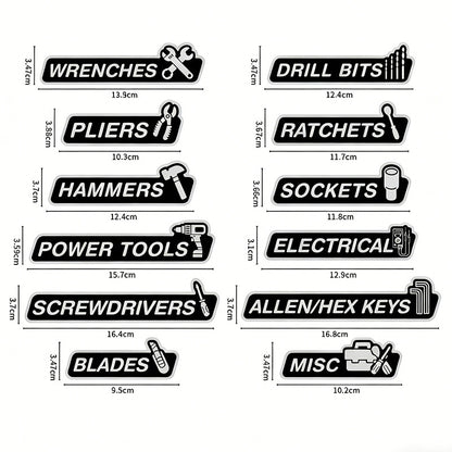 12-Piece Magnetic Toolbox Organizer Labels – Find Your Tools Faster & Keep Drawers Organized