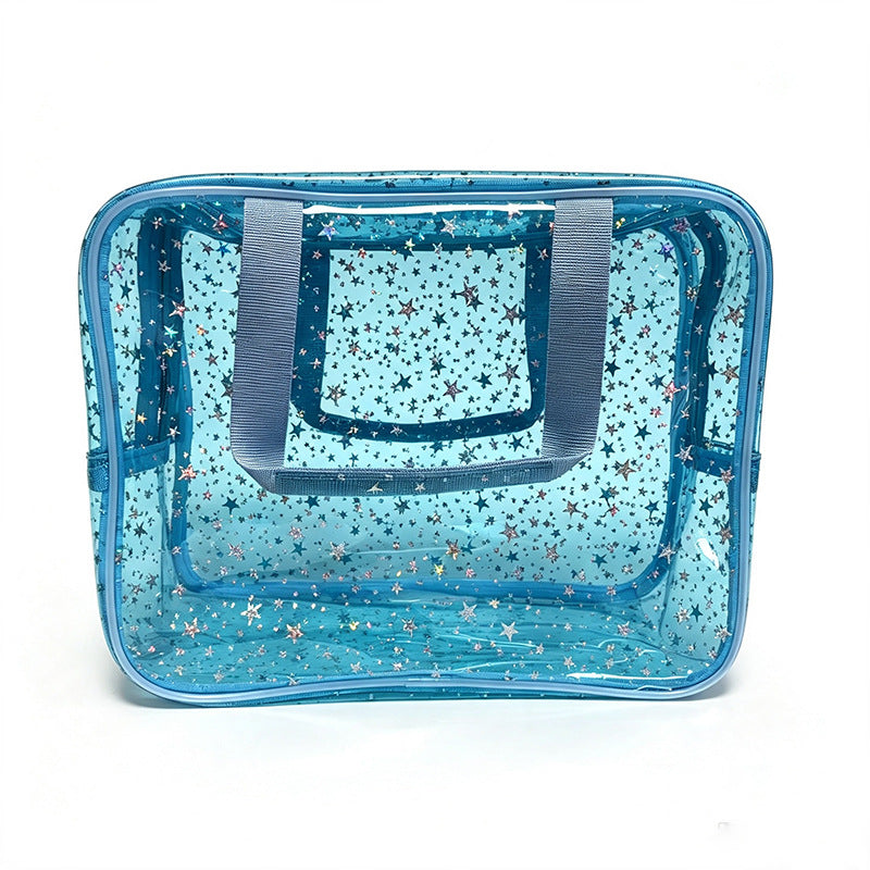 Holographic Clear Star Cosmetic Travel Bag