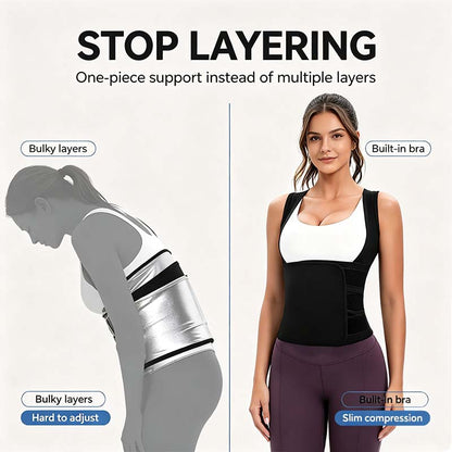 Women's Zip‑Up Compression Shapewear Vest - Athletic Active Tops with Built✨