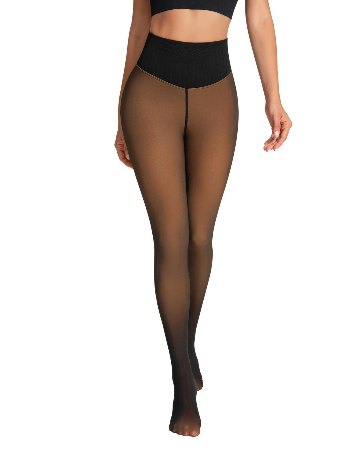 Women’s Fleece-Lined Sheer-Look Tights | High-Waisted & Cozy 🖤