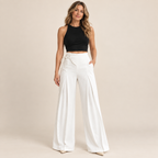 Women's High-Waist Asymmetric Lace-Up Wide-Leg Pants – Flattering Sculpted Fit