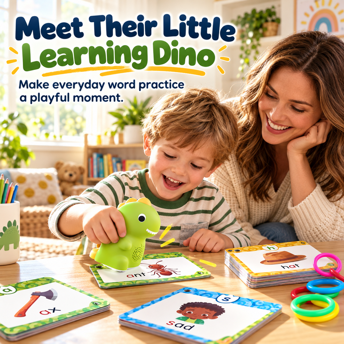 🦖 Little Learning Dino – Interactive Talking Flash Cards for Kids | Montessori Educational Toy