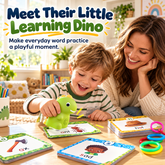 🦖 Little Learning Dino – Interactive Talking Flash Cards for Kids | Montessori Educational Toy