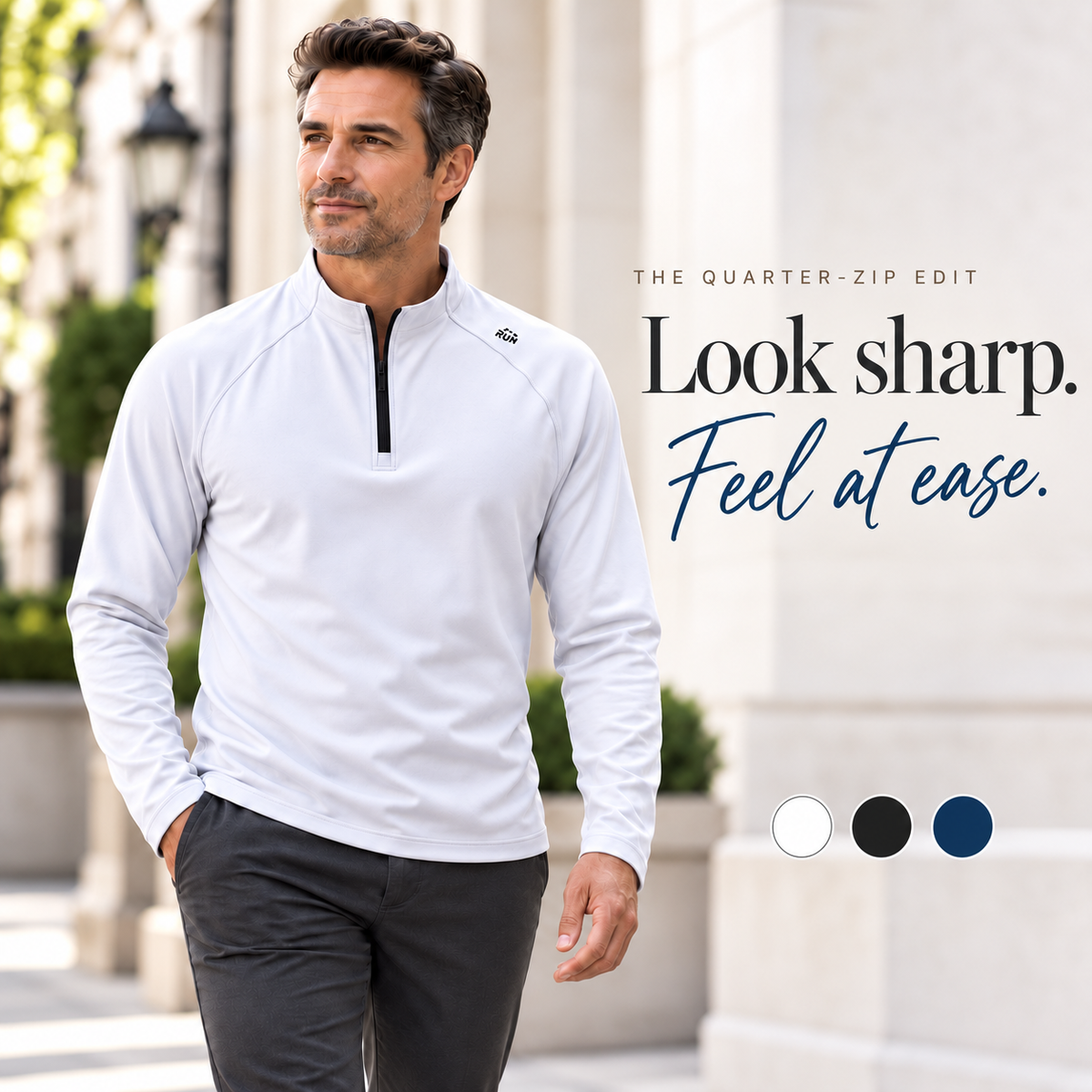Men’s Half-Zip Long Sleeve Pullover – Stretch Comfort & Everyday Style