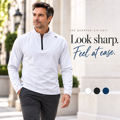 Men’s Half-Zip Long Sleeve Pullover – Stretch Comfort & Everyday Style