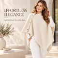 Women's Elegant Side-Button Asymmetric Knit Poncho
