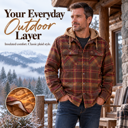 Men’s Quilted Flannel Hooded Shirt Jacket