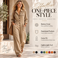 Women's 2026 New French Style Button-Front Full-Length Workwear Jumpsuit