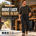 Men’s Flexible Stretch Regular Fit Cargo Pants | Comfort Straight Leg Work Pants with Expandable Pockets