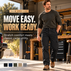 Men’s Flexible Stretch Regular Fit Cargo Pants | Comfort Straight Leg Work Pants with Expandable Pockets