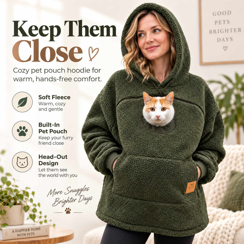 🐾 Unisex Cozy Sherpa Pet Pouch Hoodie for Cats & Small Dogs